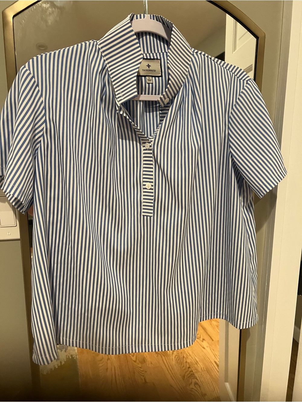 Tuckernuck Finn Popover Top Blue White Stripe Size S Like New!